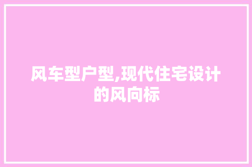 风车型户型,现代住宅设计的风向标 新能源汽车