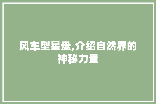 风车型星盘,介绍自然界的神秘力量