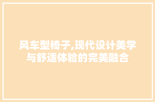 风车型椅子,现代设计美学与舒适体验的完美融合