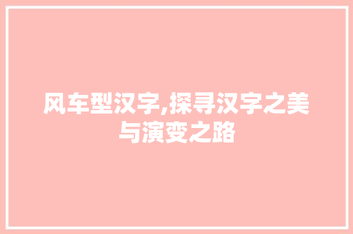风车型汉字,探寻汉字之美与演变之路