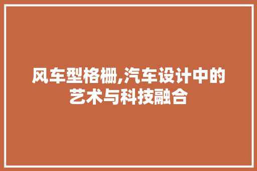 风车型格栅,汽车设计中的艺术与科技融合
