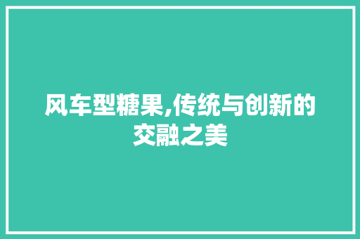 风车型糖果,传统与创新的交融之美