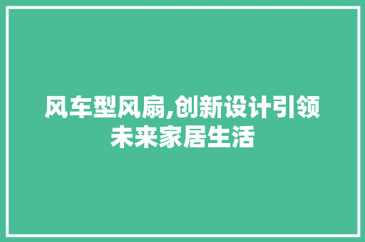 风车型风扇,创新设计引领未来家居生活