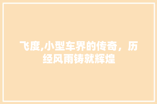 飞度,小型车界的传奇，历经风雨铸就辉煌