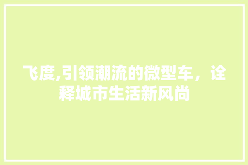 飞度,引领潮流的微型车，诠释城市生活新风尚