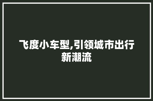 飞度小车型,引领城市出行新潮流