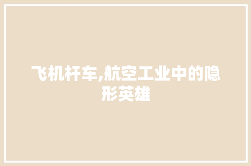 飞机杆车,航空工业中的隐形英雄