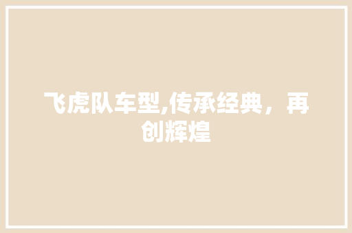 飞虎队车型,传承经典，再创辉煌
