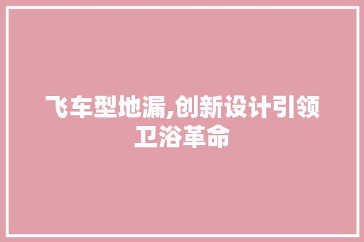 飞车型地漏,创新设计引领卫浴革命