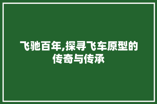 飞驰百年,探寻飞车原型的传奇与传承