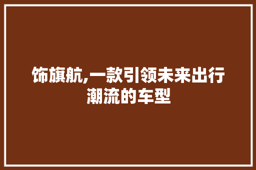 饰旗航,一款引领未来出行潮流的车型