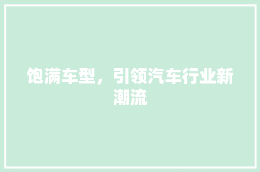 饱满车型，引领汽车行业新潮流