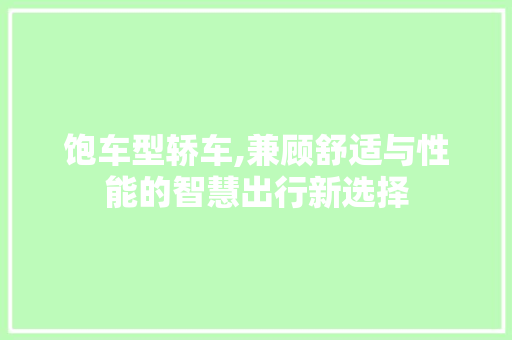饱车型轿车,兼顾舒适与性能的智慧出行新选择
