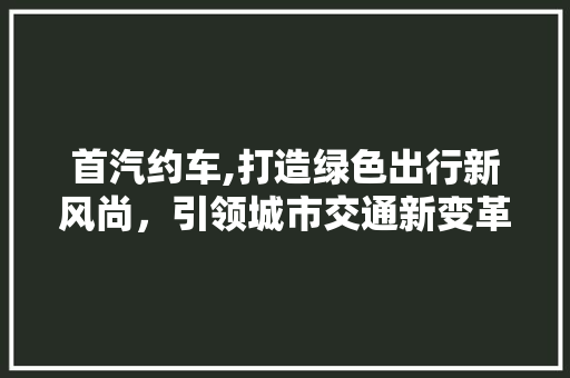 首汽约车,打造绿色出行新风尚，引领城市交通新变革