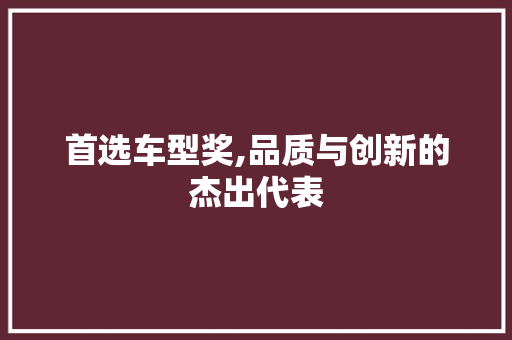 首选车型奖,品质与创新的杰出代表