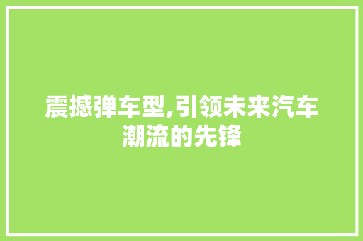 震撼弹车型,引领未来汽车潮流的先锋
