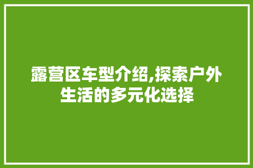 露营区车型介绍,探索户外生活的多元化选择