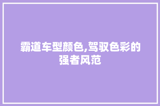 霸道车型颜色,驾驭色彩的强者风范
