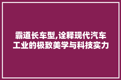 霸道长车型,诠释现代汽车工业的极致美学与科技实力
