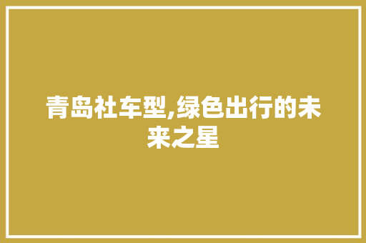 青岛社车型,绿色出行的未来之星