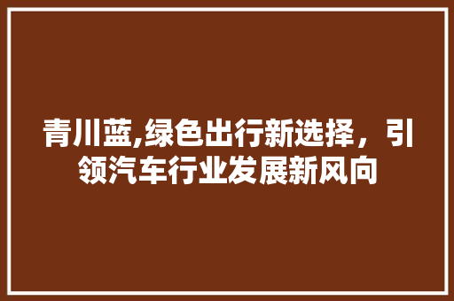 青川蓝,绿色出行新选择，引领汽车行业发展新风向