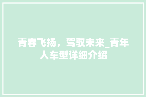 青春飞扬，驾驭未来_青年人车型详细介绍