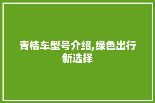 青桔车型号介绍,绿色出行新选择