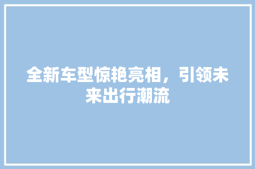 全新车型惊艳亮相，引领未来出行潮流