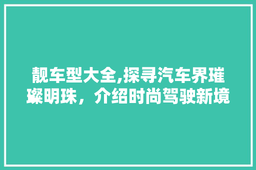 靓车型大全,探寻汽车界璀璨明珠，介绍时尚驾驶新境界