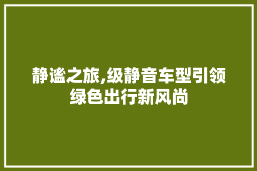 静谧之旅,级静音车型引领绿色出行新风尚