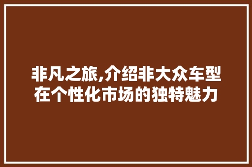 非凡之旅,介绍非大众车型在个性化市场的独特魅力
