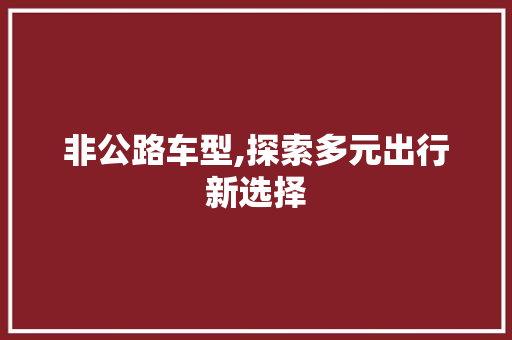 非公路车型,探索多元出行新选择