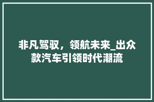 非凡驾驭，领航未来_出众款汽车引领时代潮流