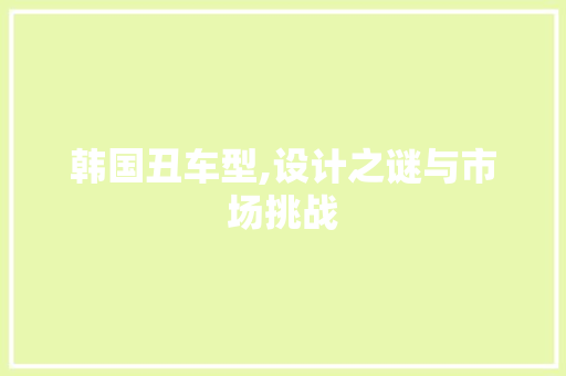 韩国丑车型,设计之谜与市场挑战