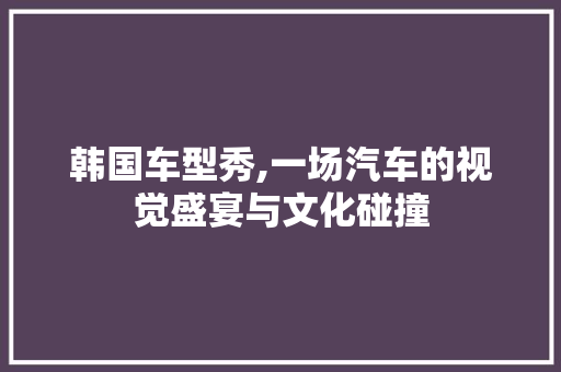 韩国车型秀,一场汽车的视觉盛宴与文化碰撞