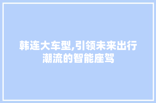 韩连大车型,引领未来出行潮流的智能座驾
