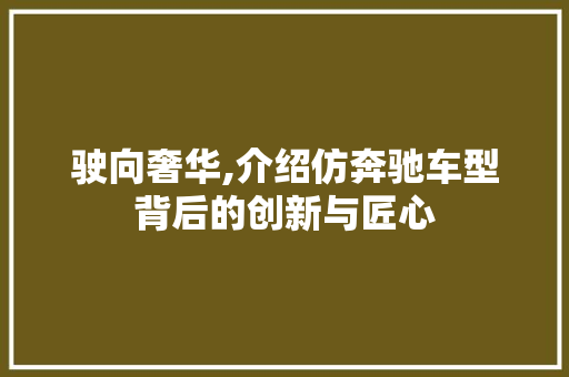 驶向奢华,介绍仿奔驰车型背后的创新与匠心