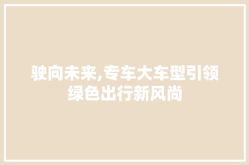 驶向未来,专车大车型引领绿色出行新风尚