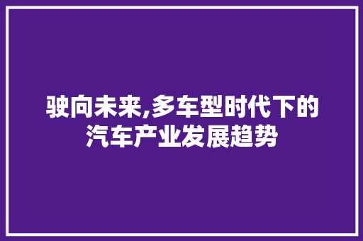 驶向未来,多车型时代下的汽车产业发展趋势
