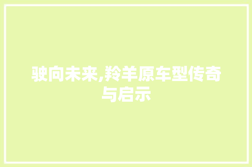 驶向未来,羚羊原车型传奇与启示