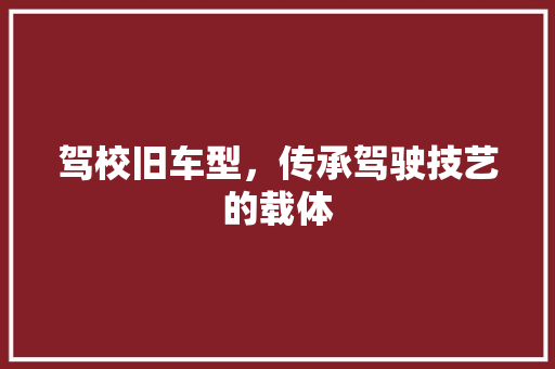 驾校旧车型，传承驾驶技艺的载体
