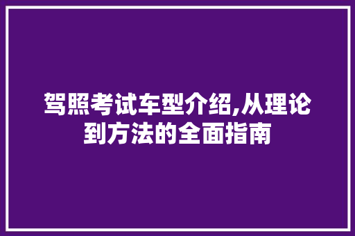驾照考试车型介绍,从理论到方法的全面指南 蓄电池配件
