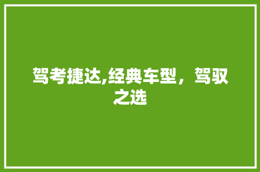 驾考捷达,经典车型，驾驭之选
