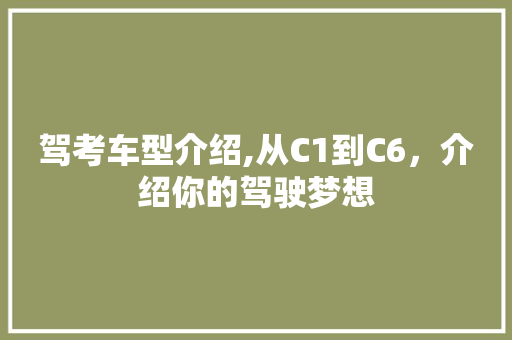 驾考车型介绍,从C1到C6，介绍你的驾驶梦想