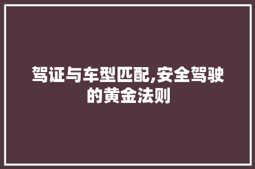 驾证与车型匹配,安全驾驶的黄金法则