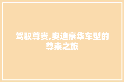 驾驭尊贵,奥迪豪华车型的尊崇之旅