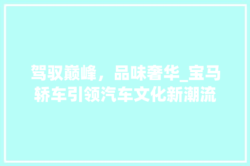 驾驭巅峰，品味奢华_宝马轿车引领汽车文化新潮流