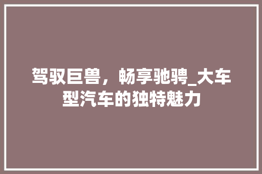 驾驭巨兽，畅享驰骋_大车型汽车的独特魅力