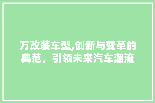 万改装车型,创新与变革的典范，引领未来汽车潮流