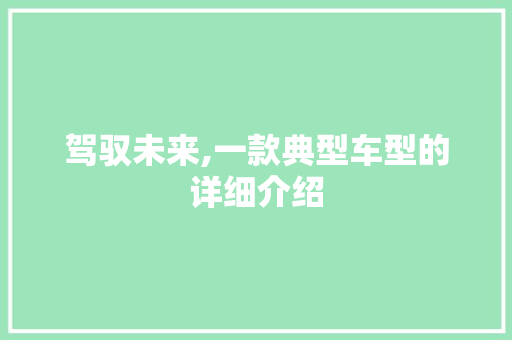 驾驭未来,一款典型车型的详细介绍